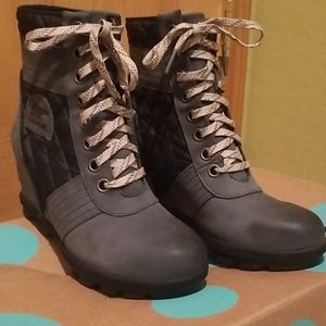 Sorel Lexie Wedge Gray/Black Size 8